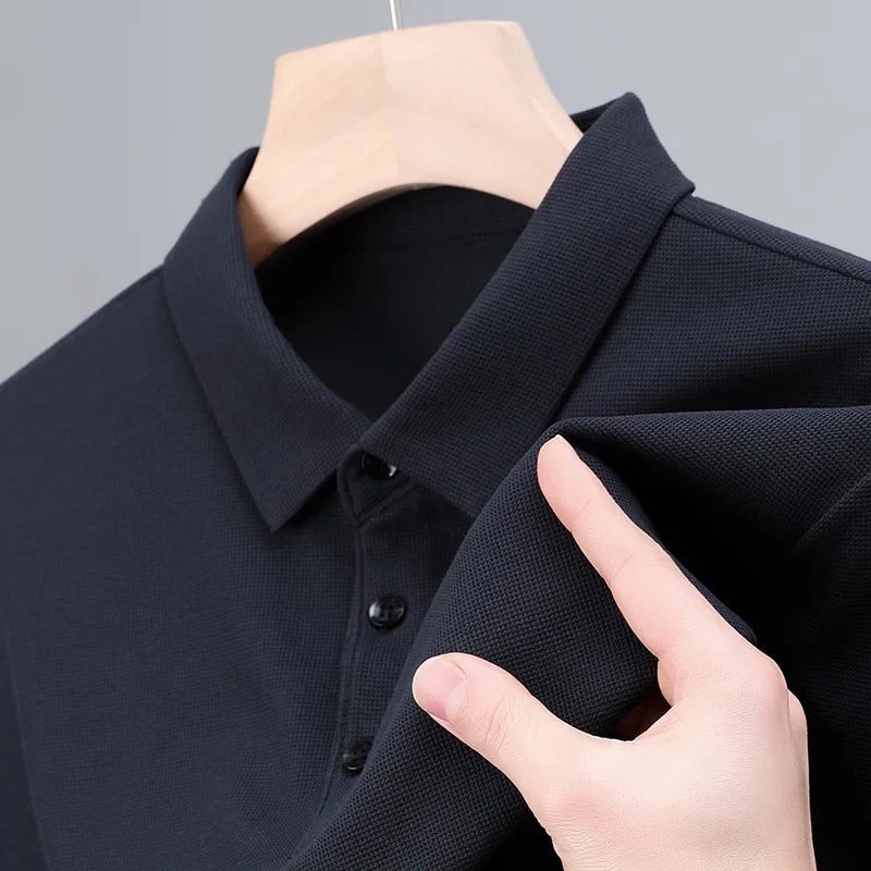 Men’s Short Sleeve Waffle Polo Shirt – Breathable Summer Casual Wear