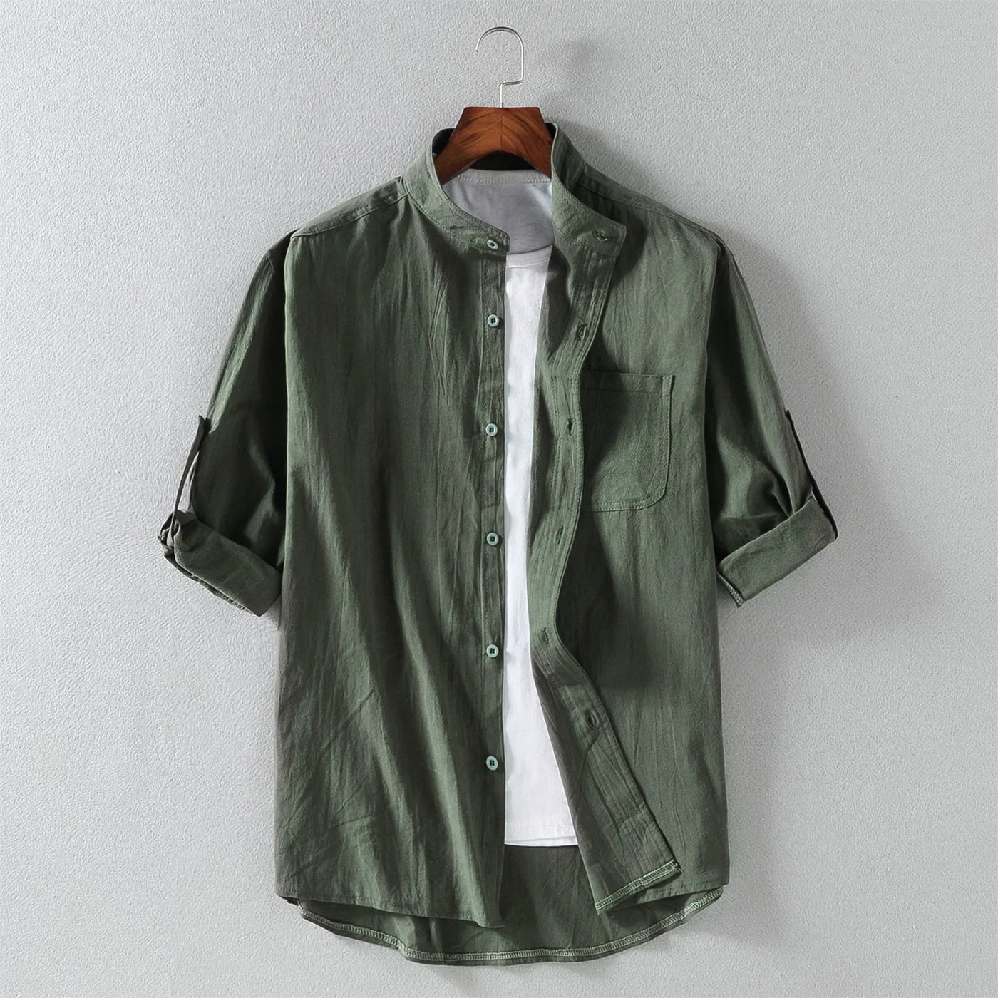 Stand Collar Shirt – Lightweight Summer Fit