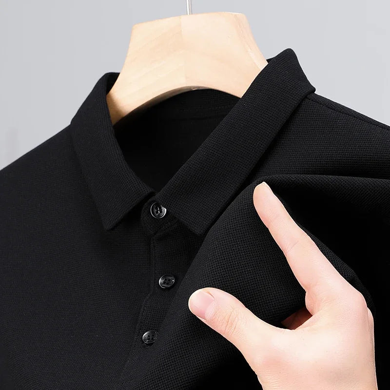 Men’s Short Sleeve Waffle Polo Shirt – Breathable Summer Casual Wear