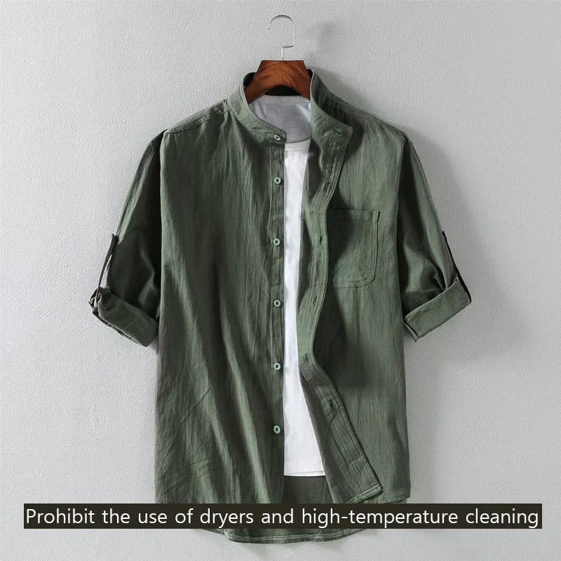 Stand Collar Shirt – Lightweight Summer Fit