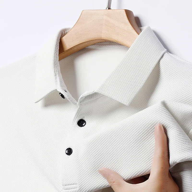 Men’s Short Sleeve Waffle Polo Shirt – Breathable Summer Casual Wear