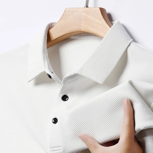 Men’s Short Sleeve Waffle Polo Shirt – Breathable Summer Casual Wear