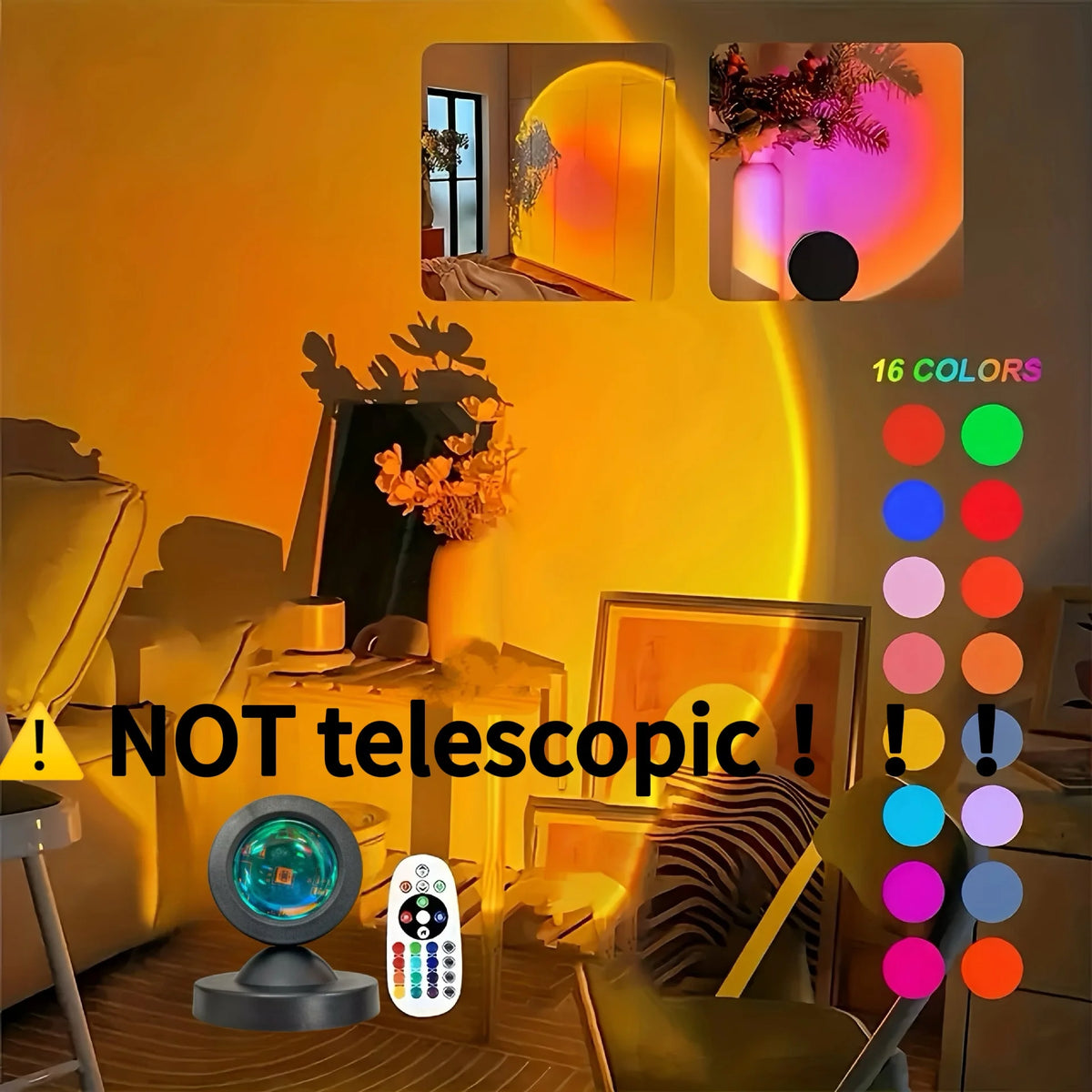 Room lit with Nexsora SunsetGlow sunset projection light