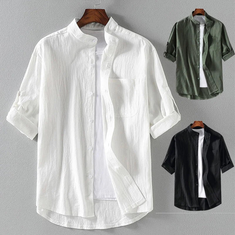 Stand Collar Shirt – Lightweight Summer Fit